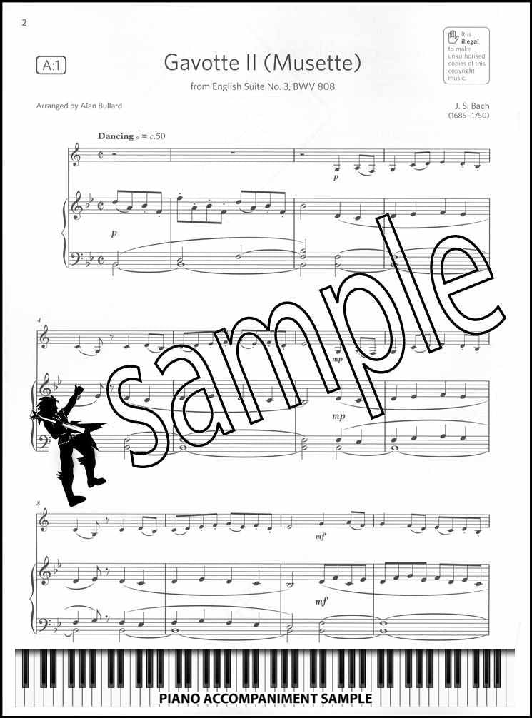 piano accompaniment sample page from ABRSM Clarinet Exam Pack Grade 2 from 2022