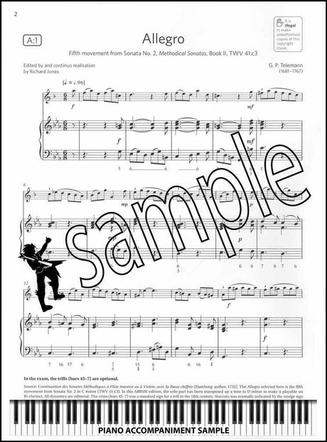 piano accompaniment sample page from ABRSM Clarinet Exam Pack Grade 4 from 2022