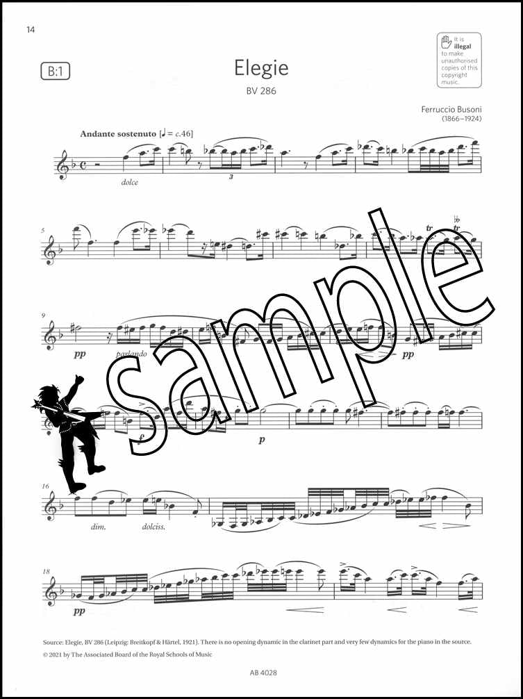 2nd sample page from ABRSM Clarinet Exam Pieces Grade 7 from 2022