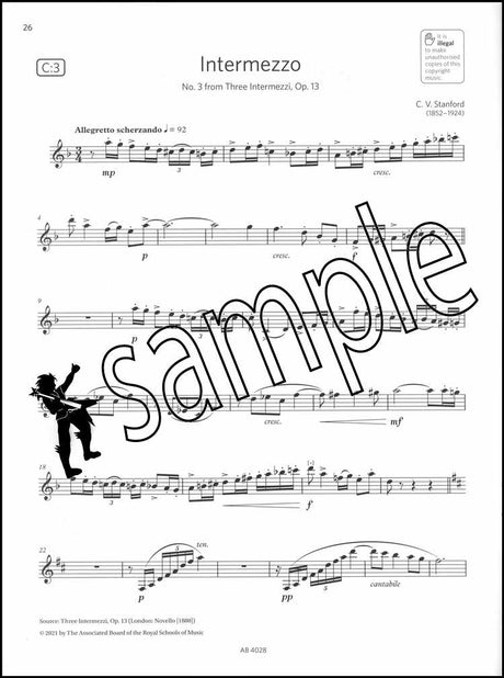 3rd sample page from ABRSM Clarinet Exam Pieces Grade 7 from 2022