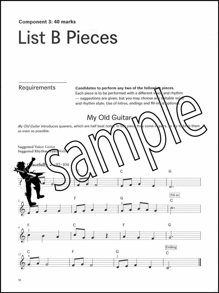 2nd sample page from The London College of Music Electronic Keyboard Handbook Step 1