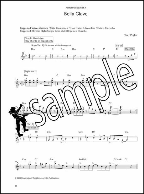 2nd sample page from The London College of Music Electronic Keyboard Handbook Grade 6