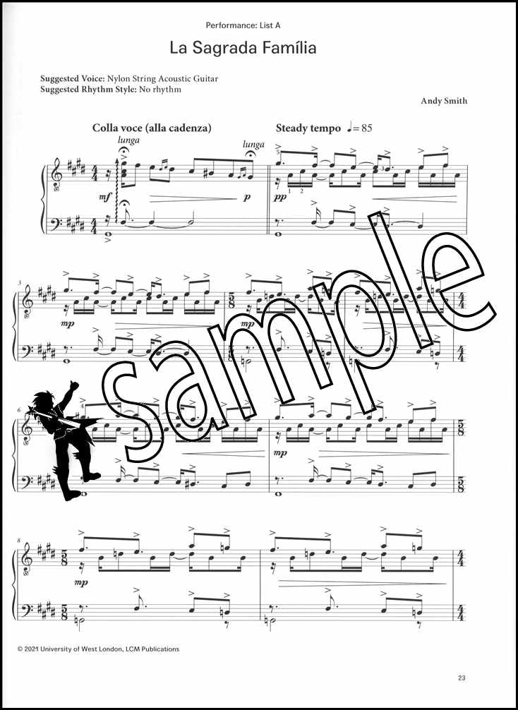 2nd sample page from The London College of Music Electronic Keyboard Handbook Grade 7