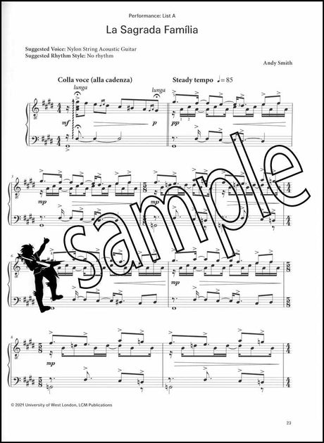 2nd sample page from The London College of Music Electronic Keyboard Handbook Grade 7