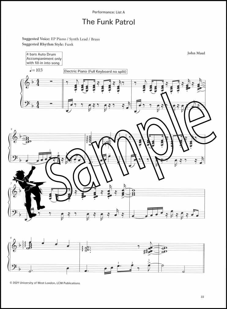 2nd sample page from The London College of Music Electronic Keyboard Handbook Grade 8