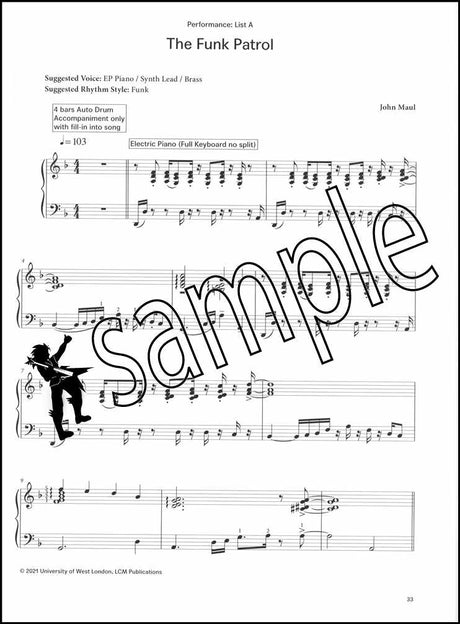 2nd sample page from The London College of Music Electronic Keyboard Handbook Grade 8