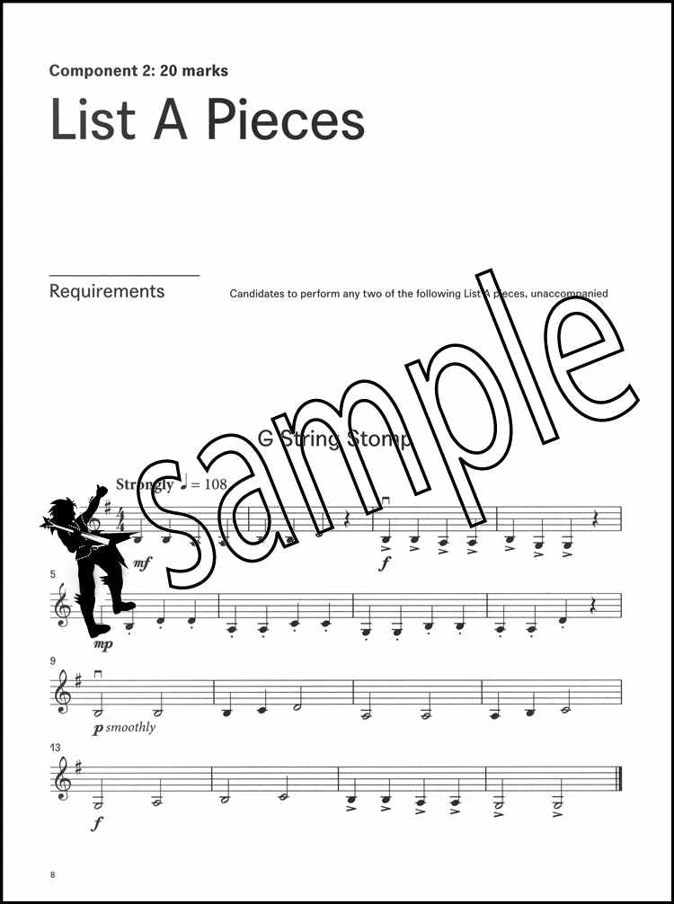 2nd sample page from London College of Music Violin Handbook Step 1 from 2021