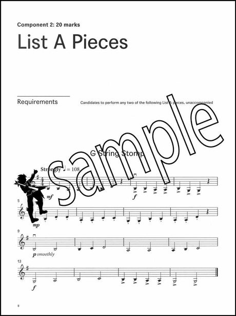 2nd sample page from London College of Music Violin Handbook Step 1 from 2021