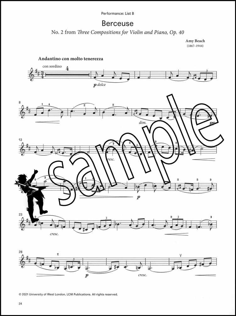 2nd sample page from London College of Music Violin Handbook Grade 5 from 2021