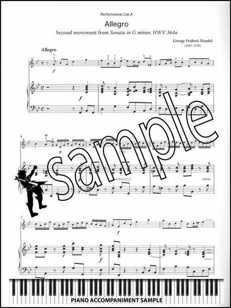 piano accompaniment sample page from London College of Music Violin Handbook Grade 6 from 2021