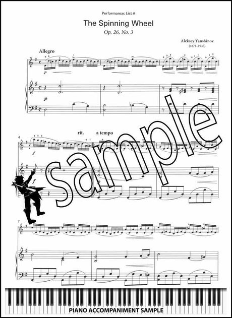 piano accompaniment sample page from London College of Music Violin Handbook Grade 7 from 2021