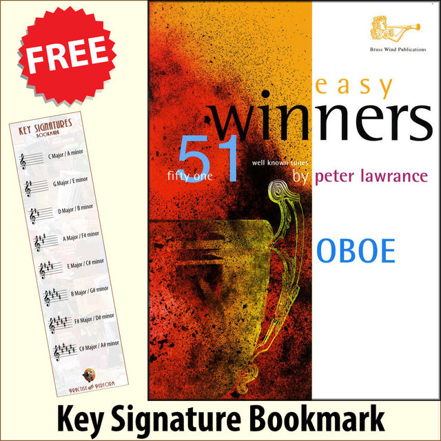 front cover of Easy Winners for Oboe Book Only together with free Treble Clef bookmark