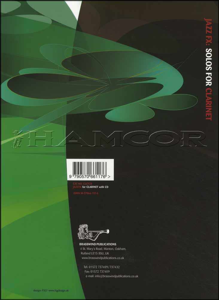 back cover of JazzFX Solos for Clarinet Book/CD by Dave Gale