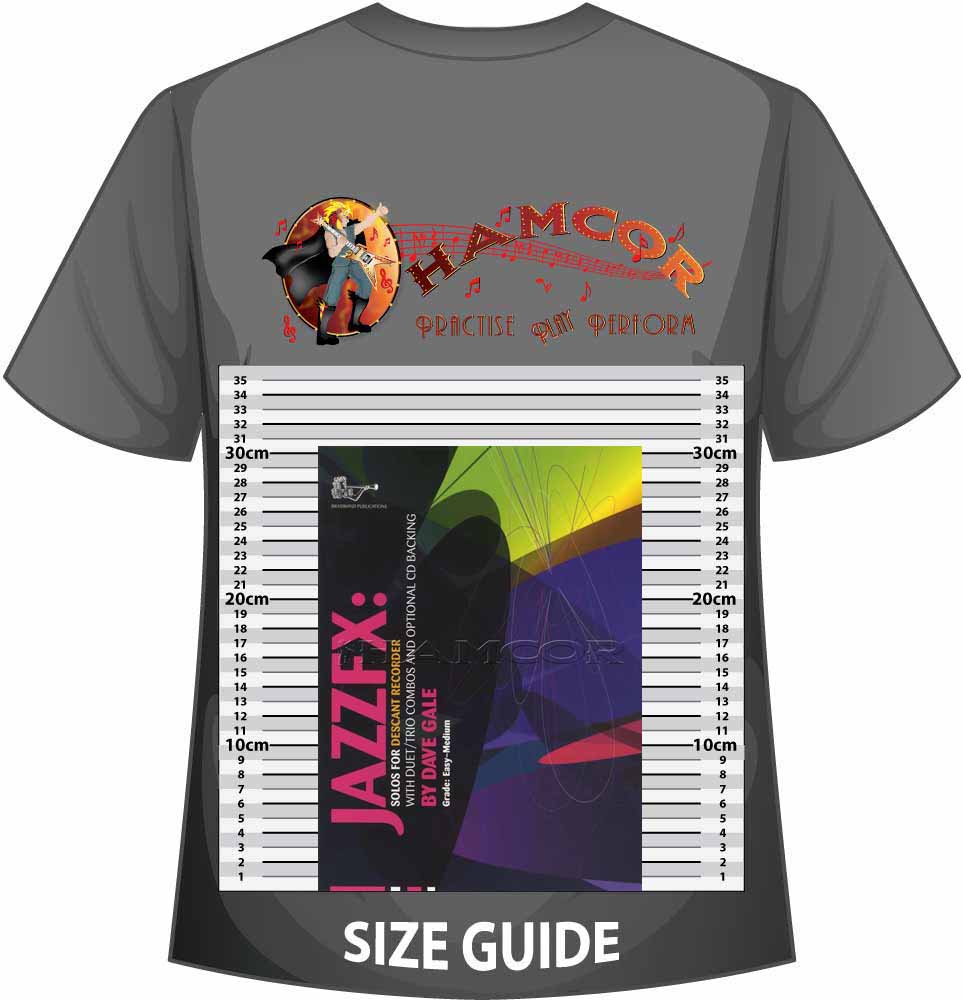 front cover of JazzFX Solos for Descant Recorder Book/CD by Dave Gale on a size guide