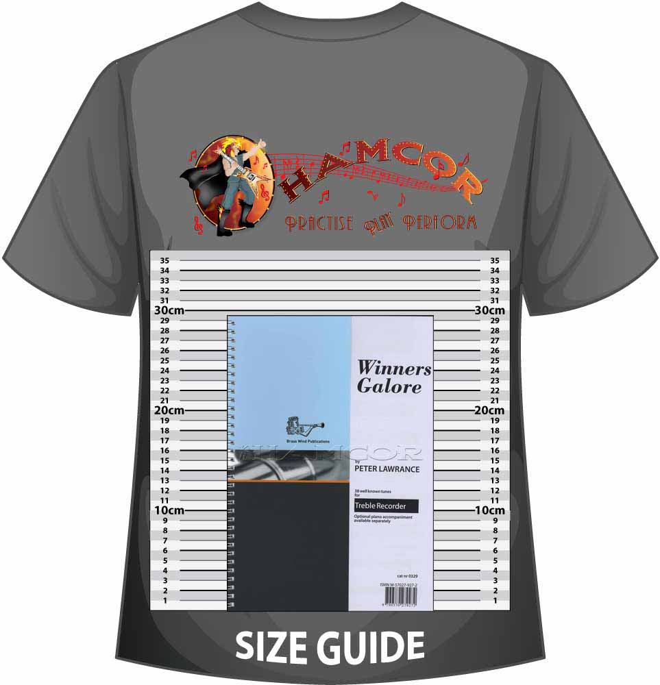 front cover of Winners Galore for Treble Recorder on a size guide