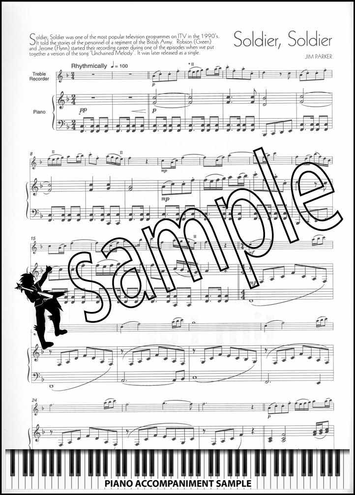 piano accompaniment sample page from The Music of Jim Parker for Treble Recorder