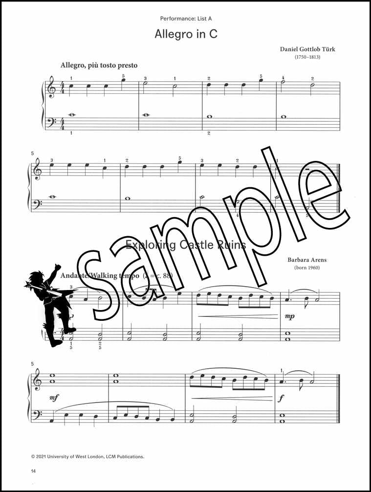 2nd sample page from London College of Music Piano Handbook Step 1 from 2021