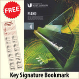 front cover of London College of Music Piano Handbook Grade 4 from 2021 together with free Piano Clef bookmark