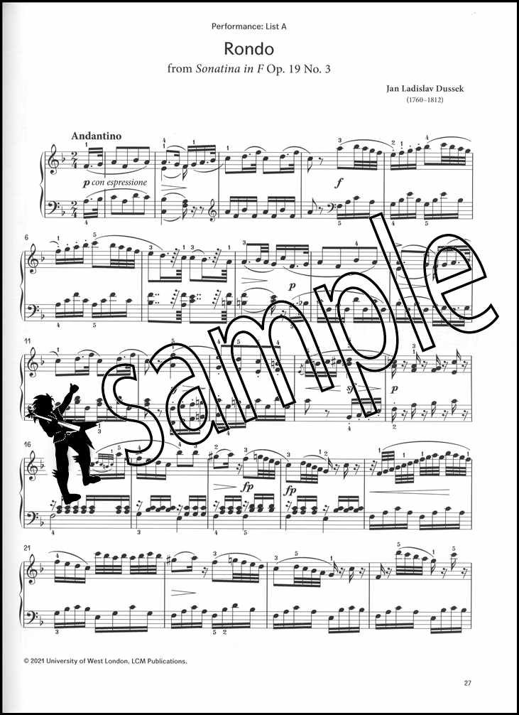 2nd sample page from London College of Music Piano Handbook Grade 6 from 2021