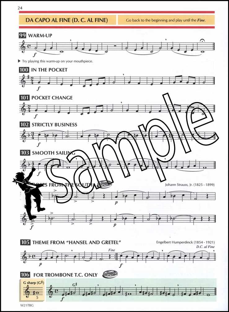 2nd sample page from Standard of Excellence Trombone Treble Clef Book 1