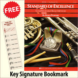 front cover of Standard of Excellence Trombone Treble Clef Book 1 together with free Treble Clef bookmark