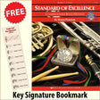 front cover of Standard of Excellence Eb Horn Book 1 together with free Treble Clef bookmark