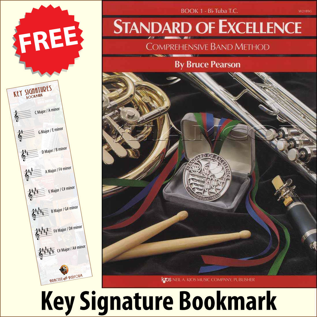 front cover of Standard of Excellence Bb Tuba TC Book 1 together with free Treble Clef bookmark