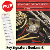 front cover of Standard of Excellence Eb Tuba Book 1 together with free Bass Glef bookmark