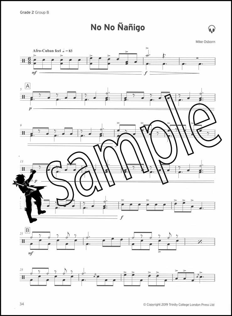 3rd sample page from Trinity College London Drum Kit Initial-Grade 2 from 2020