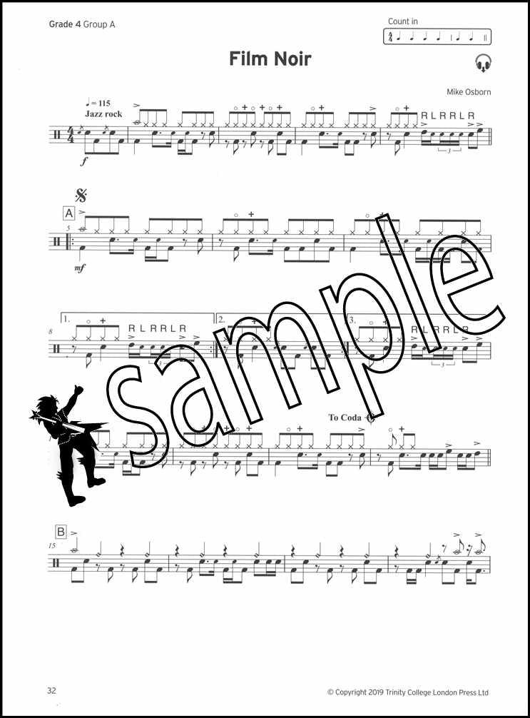 2nd sample page from Trinity College London Drum Kit Grades 3-5 from 2020