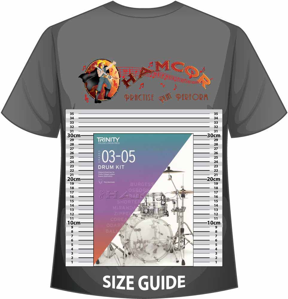 front cover of Trinity College London Drum Kit Grades 3-5 from 2020 on a size guide
