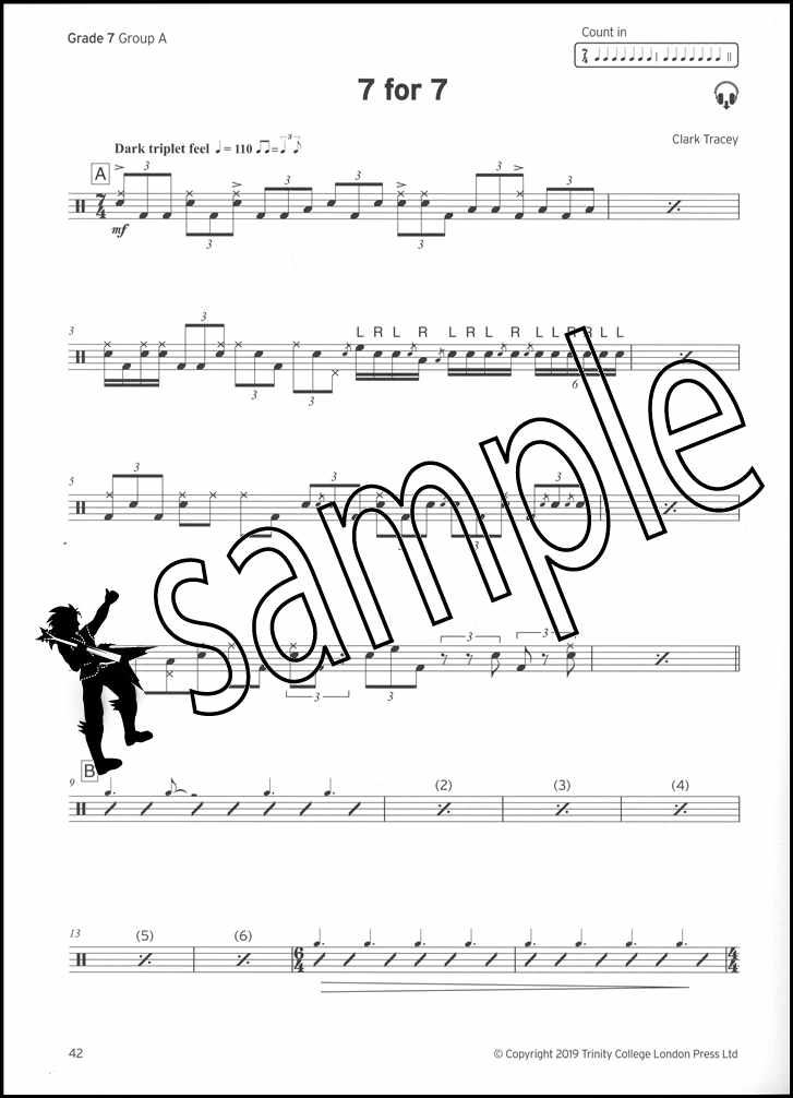 2nd sample page from Trinity College London Drum Kit Grades 6-8 from 2020