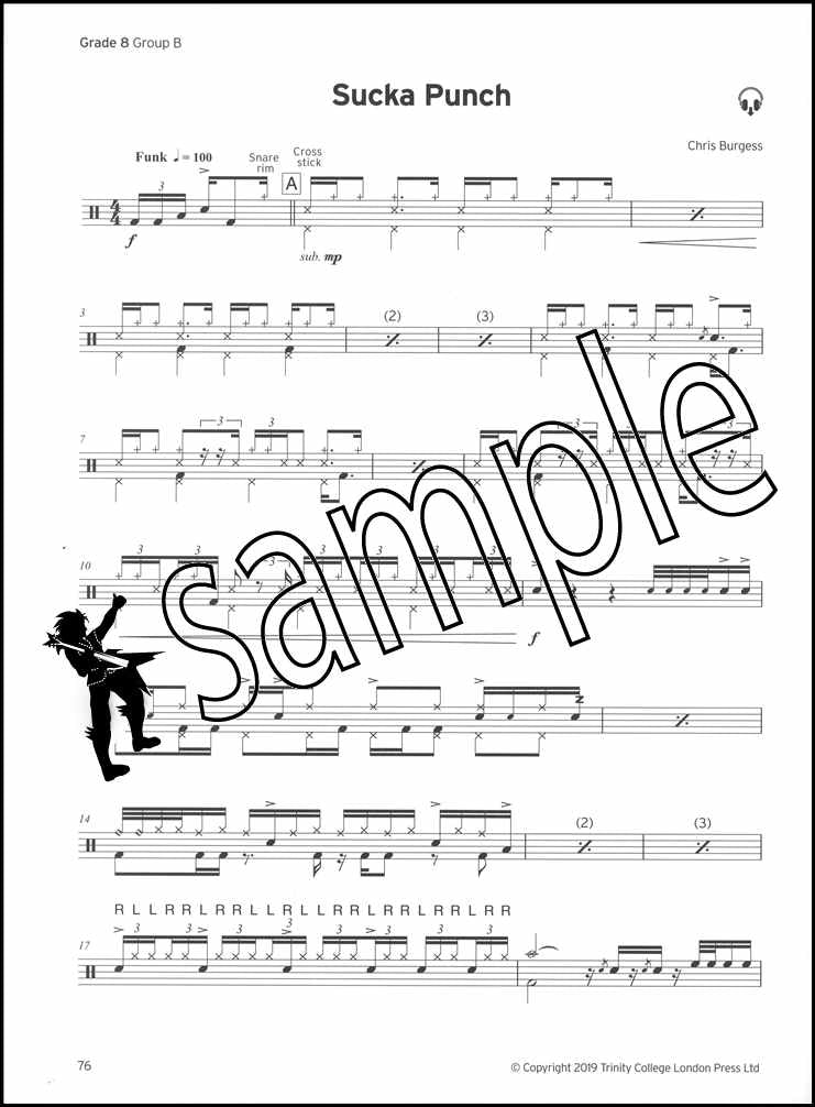 3rd sample page from Trinity College London Drum Kit Grades 6-8 from 2020