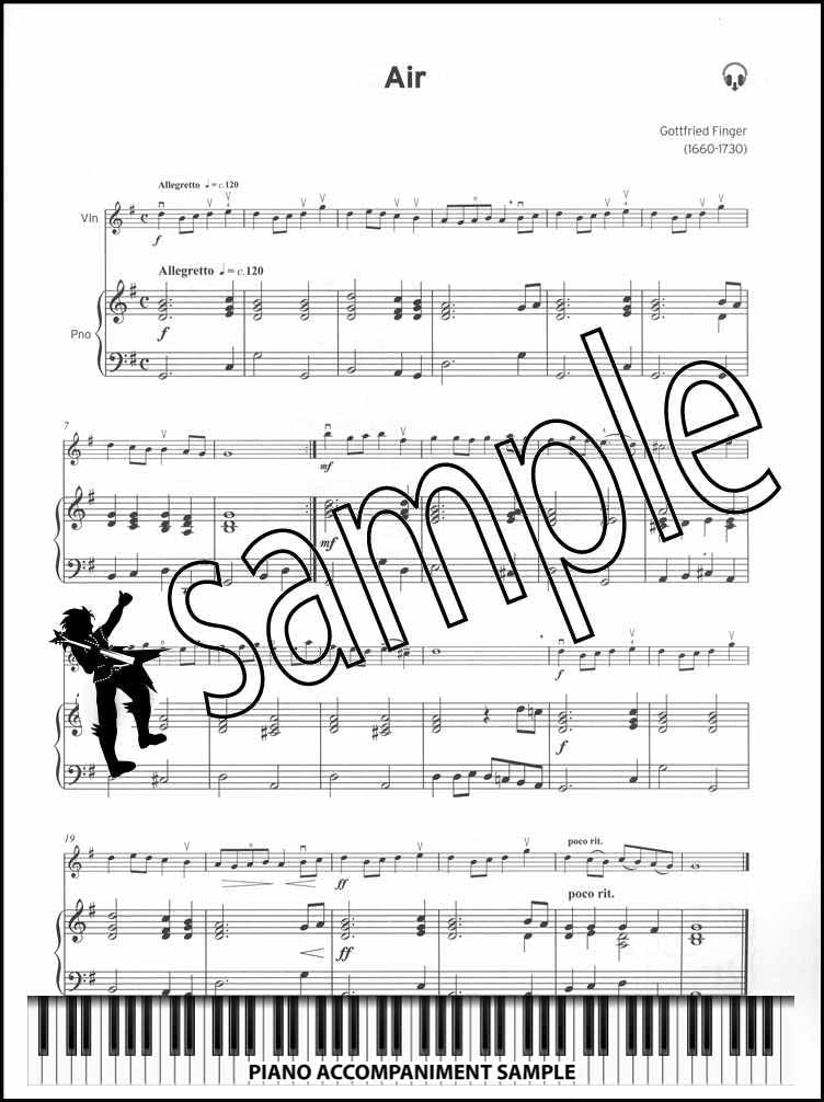 piano accompaniment sample page from Trinity College London Violin Grade 2 (inc Piano) from 2020