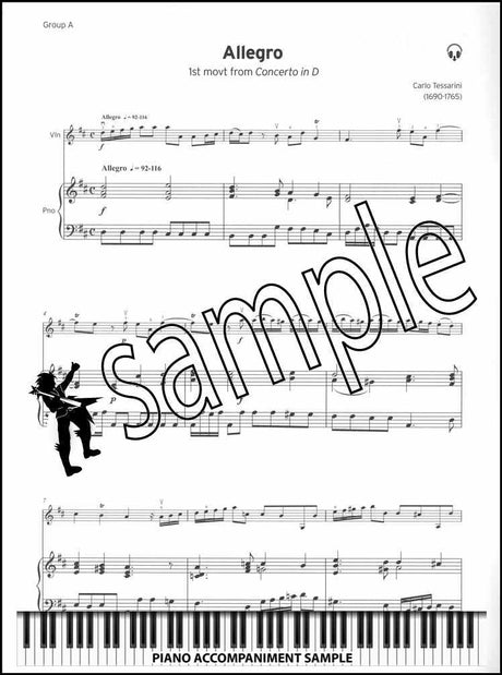 piano accompaniment sample page from Trinity College London Violin Grade 6 (inc Piano) from 2020