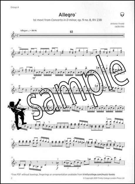 1st sample page from Trinity College London Violin Grade 7 (inc Piano) from 2020