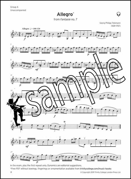 2nd sample page from Trinity College London Violin Grade 7 (inc Piano) from 2020