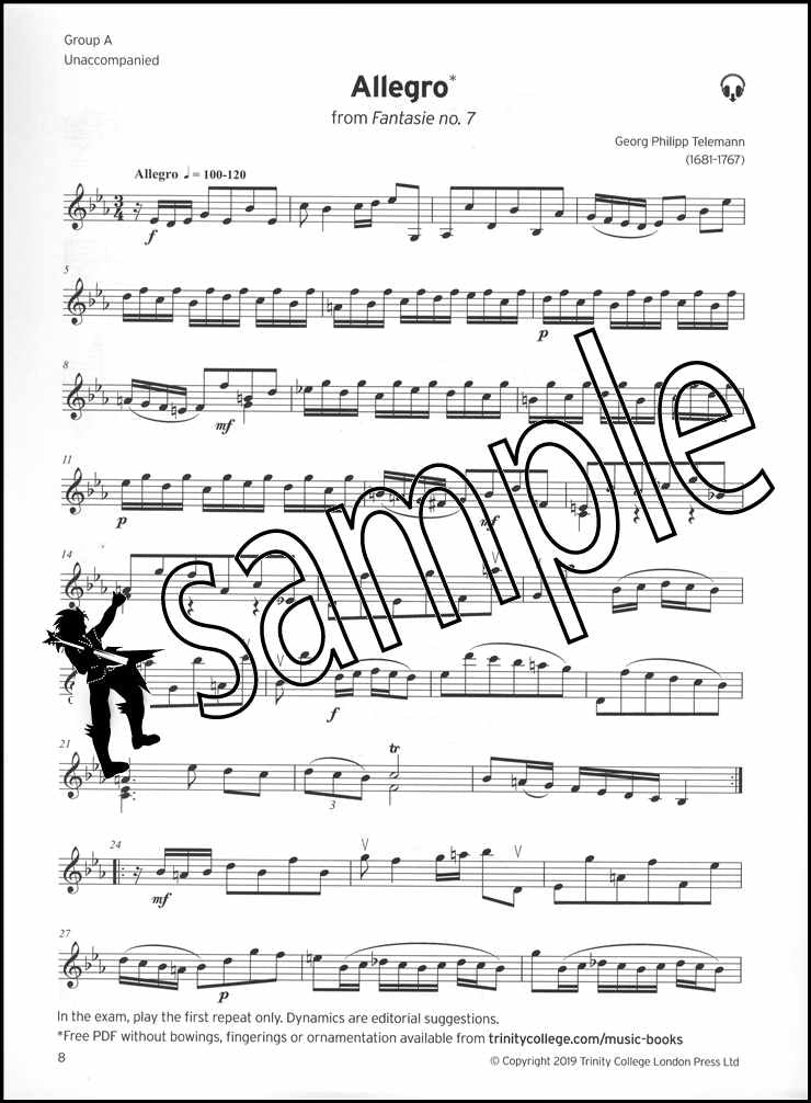 2nd sample page from Trinity College London Violin Grade 7 (Part only) from 2020