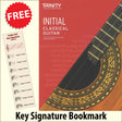 front cover of Trinity College London Classical Guitar Initial from 2020 together with free Treble Clef bookmark