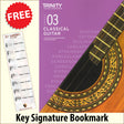 front cover of Trinity College London Classical Guitar Grade 3 from 2020 together with free Treble Clef bookmark