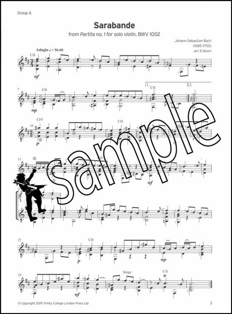 1st sample page from Trinity College London Classical Guitar Grade 6 from 2020