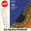 front cover of Trinity College London Classical Guitar Grade 6 from 2020 together with free Treble Clef bookmark