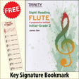 front cover of Trinity College London Flute Sight Reading Initial-Grade 2 together with free Treble Clef bookmark