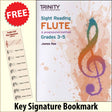 front cover of Trinity College London Flute Sight Reading Grades 3-5 together with free Treble Clef bookmark