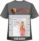 front cover of Trinity College London Clarinet Sight Reading Grades 3-5 on a size guide