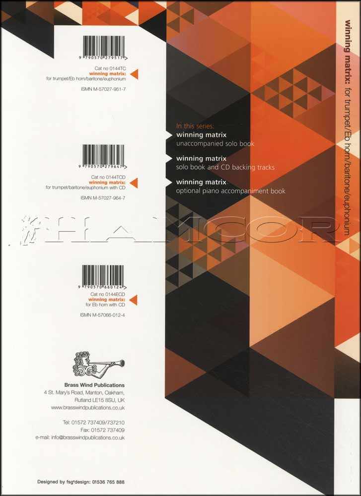back cover of Winning Matrix for Trumpet Euphonium Book/CD