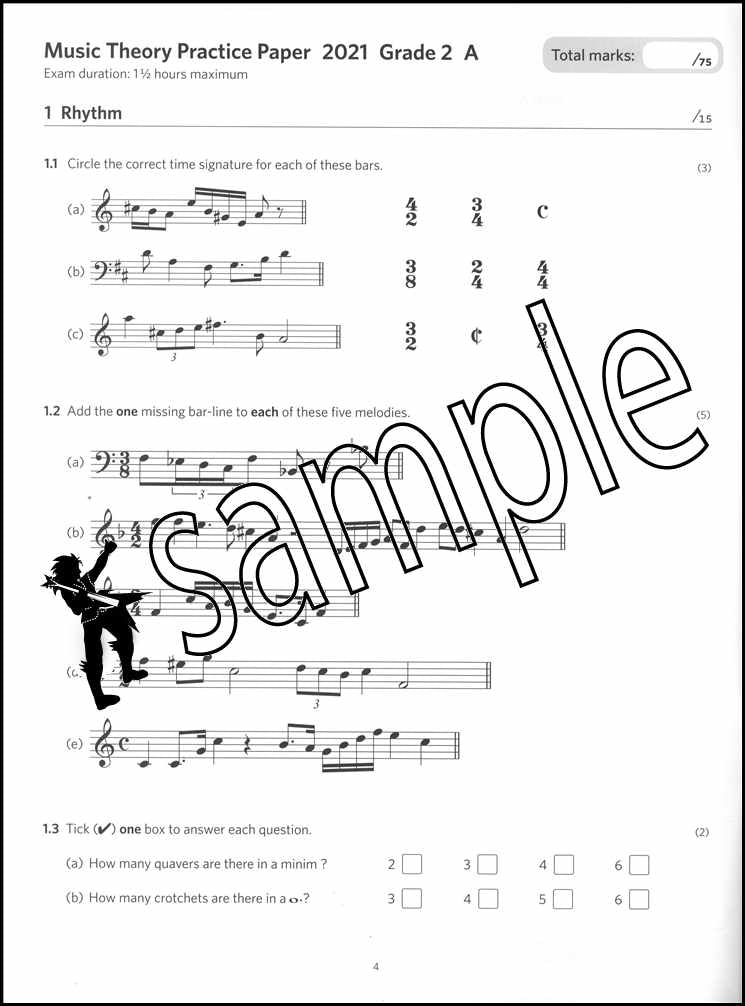 1st sample page from ABRSM Music Theory Practice Papers 2021 Grade 2