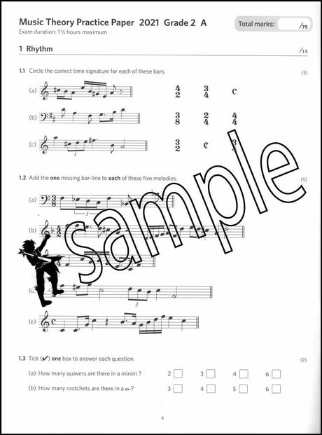 1st sample page from ABRSM Music Theory Practice Papers 2021 Grade 2