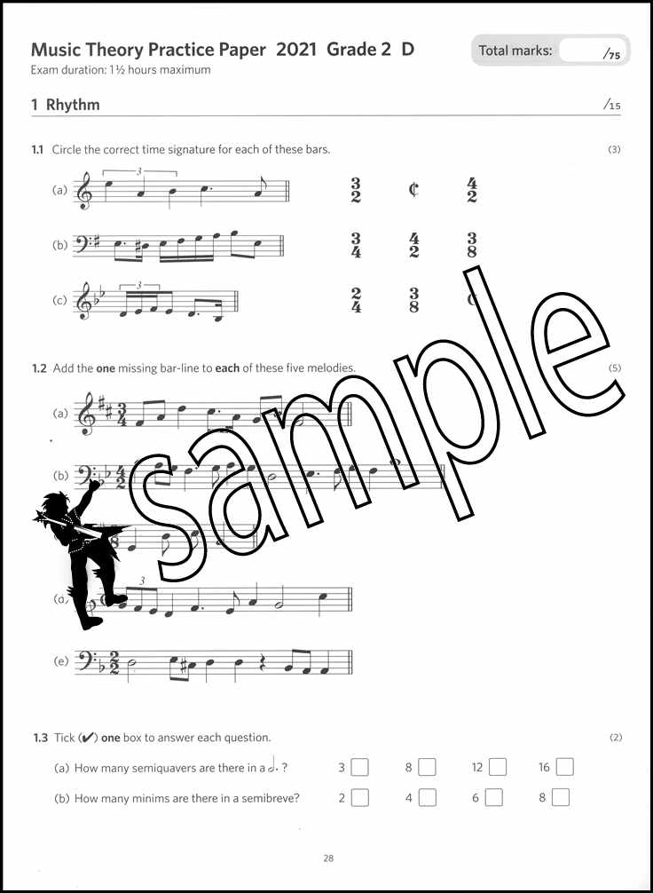 3rd sample page from ABRSM Music Theory Practice Papers 2021 Grade 2