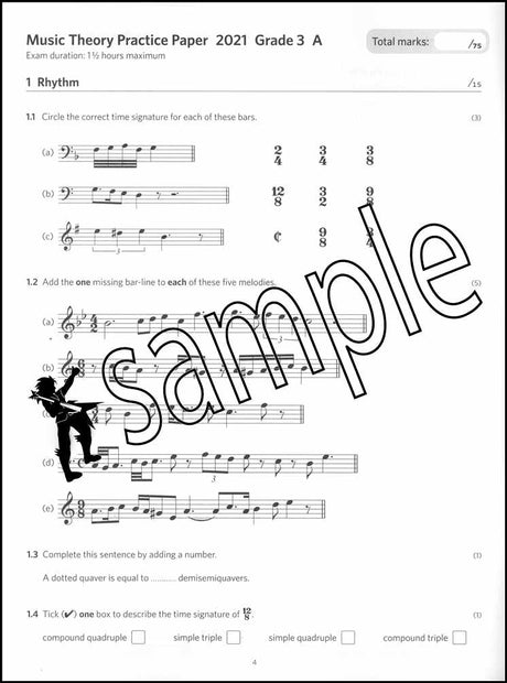 1st sample page from ABRSM Music Theory Practice Papers 2021 Grade 3